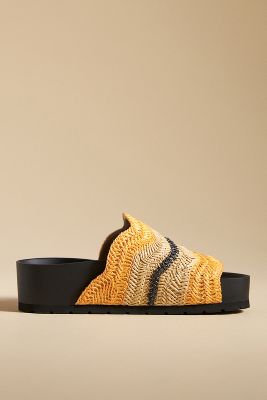 Shop Silent D Platform Raffia Sandals In Yellow