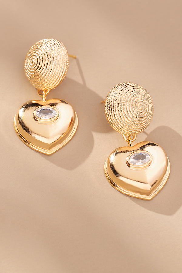 Shop Celeste Starre Heart Drop Earrings In Gold