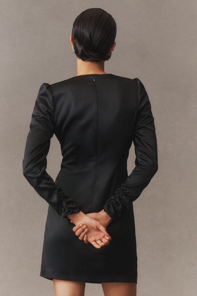 BHLDN Sabrina Stretch Satin Long-Sleeve Mini Dress #1