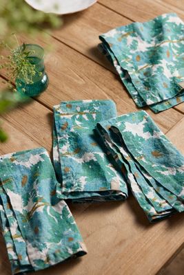 Shop Terrain Society Of Wanderers Linen Napkins, Set Of 4 Blue Blooms
