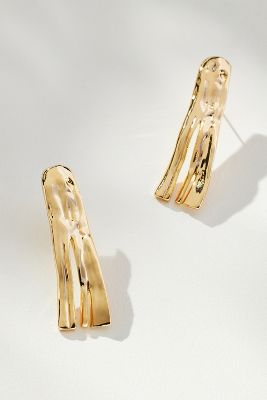 By Anthropologie Ribbed Drop Earrings In Gold