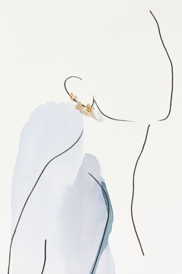 Pavé Ribbon Huggie Earrings, Set of 3 #2