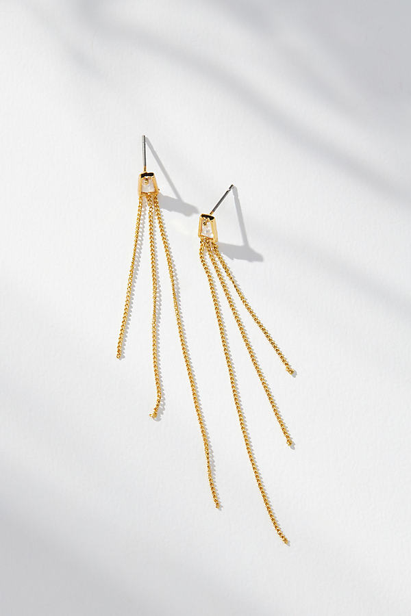 By Anthropologie Long Chain Tassel Drop Earrings In Gold