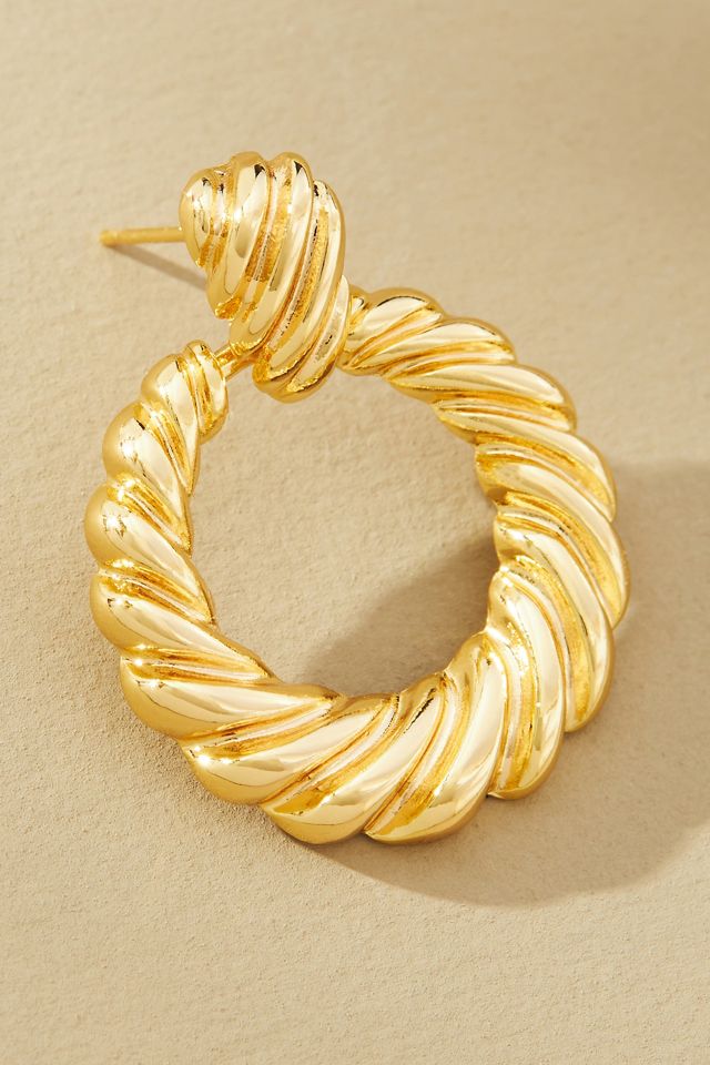 Boucles d'oreilles à anneaux ondulés côtelés #1