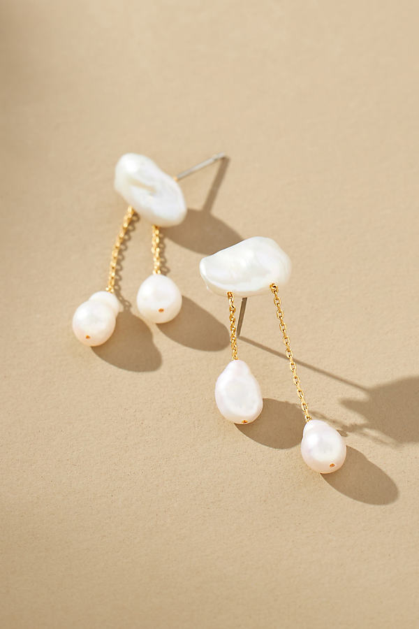 Gold-Plated Cloud Pearl Drop Earrings