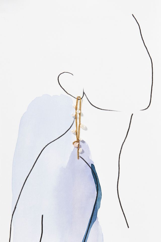 Pearl Chain Drop Earrings #2
