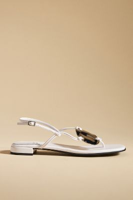 Shop Jeffrey Campbell Chance Slingback Thong Sandals In White