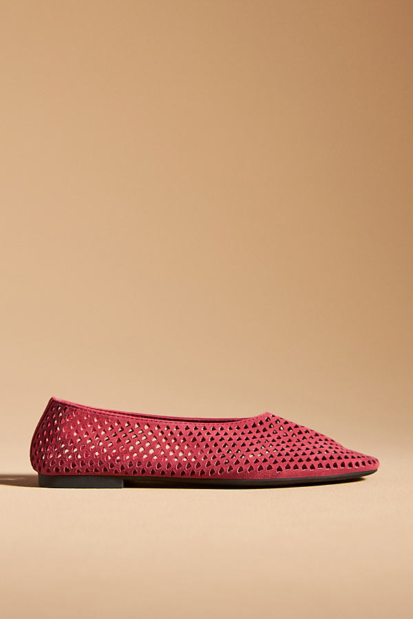 Jeffrey Campbell Shining Perforated Flats In Red
