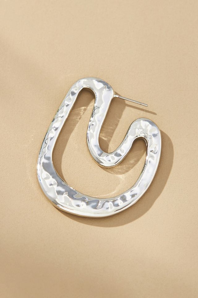 Hammered Open Hoop Earrings #1