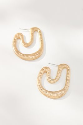 Shop By Anthropologie Hammered Open Hoop Earrings In Gold