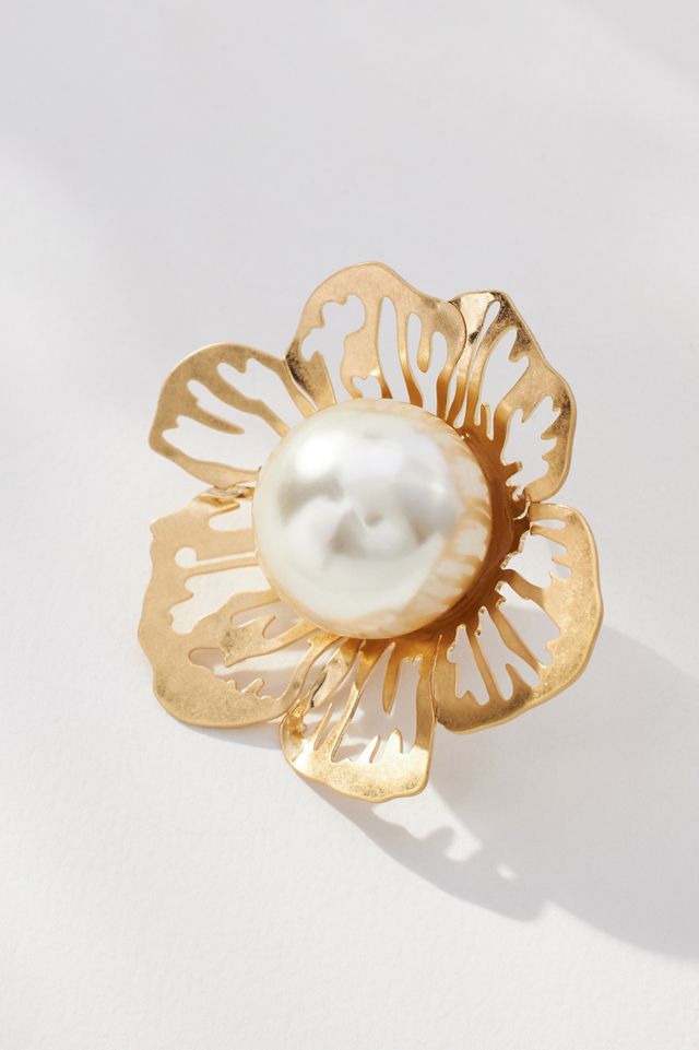 Floral Pearl Post Earrings #1
