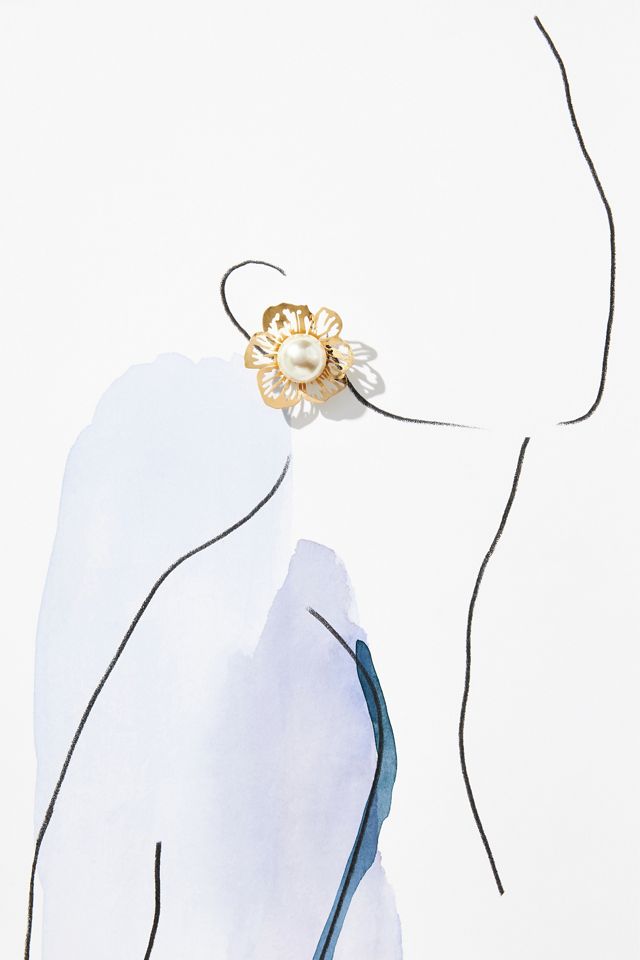 Floral Pearl Post Earrings #2