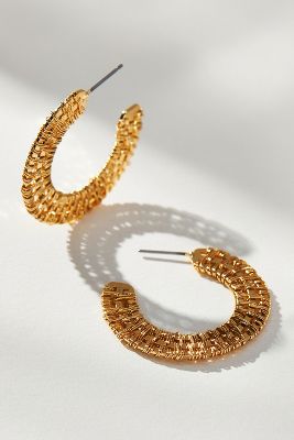By Anthropologie Basketweave Hoop Earrings In Gold