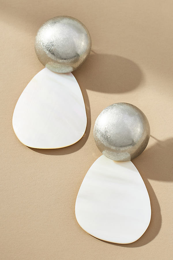 By Anthropologie Boho Mother-of-pearl Drop Earrings In White