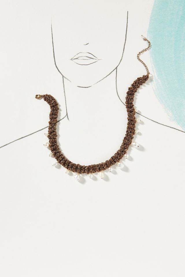 By Anthropologie Boho Pearl Chain Necklace #3