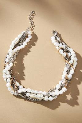 Shop By Anthropologie Layered Pearl Chain Necklace In White