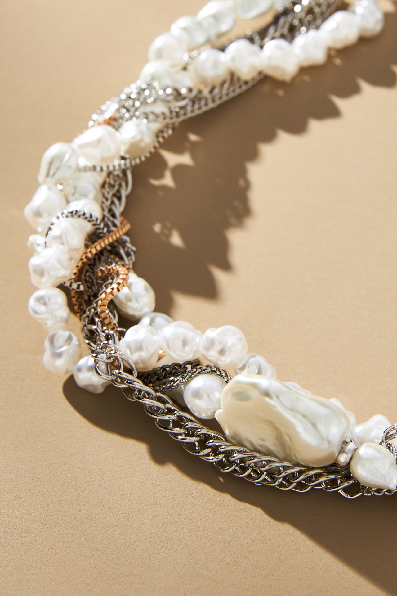 Layered Pearl Chain Necklace