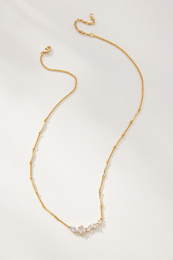 By Anthropologie Staggered Stone Necklace In Clear
