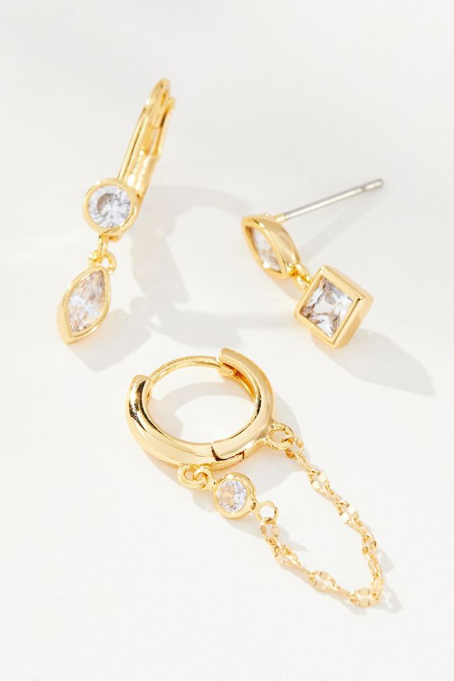 Crystal Huggie Hoop Earrings, Set of 3 #1