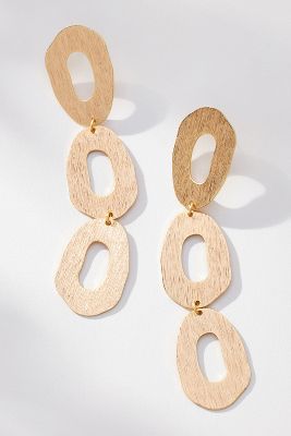 By Anthropologie Gold-plated Triple Oval Drop Earrings