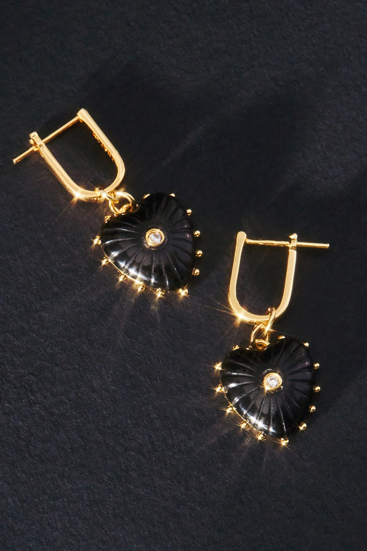 Thatch Isabel Onyx Heart Earrings