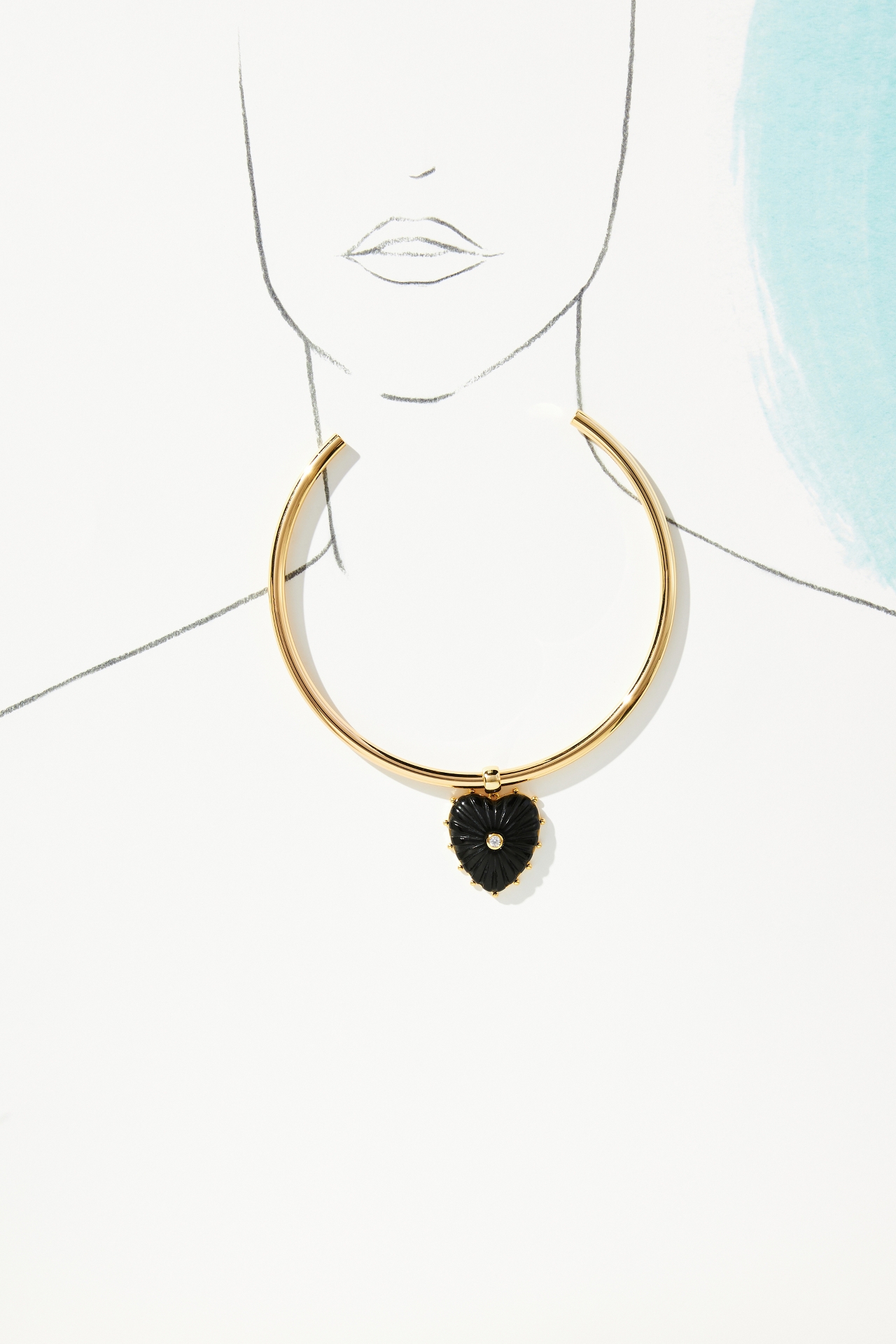 Thatch Malene Onyx Heart Choker Necklace