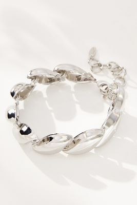 By Anthropologie Wave Chain Link Bracelet In Silver