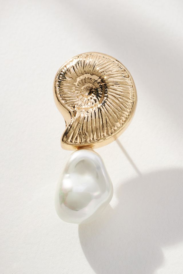 Shell Pearl Drop Earrings #1