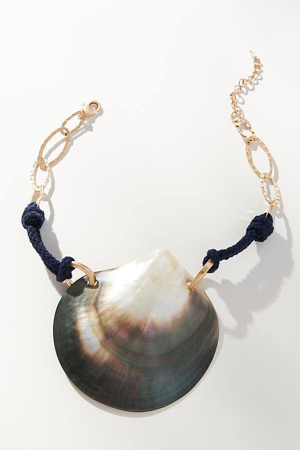 By Anthropologie Xl Shell Rope Collar Necklace In Blue