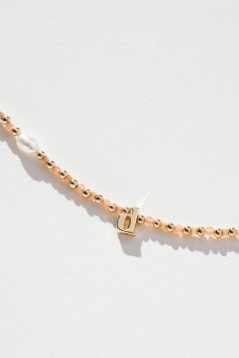 By Anthropologie Delicate Monogram Beaded Necklace In Multicolor
