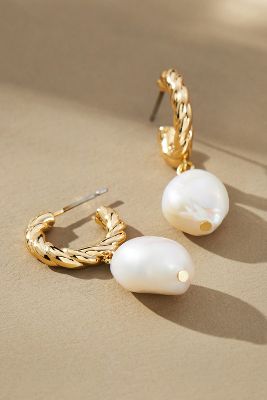 Shop By Anthropologie Nautical Pearl Huggie Earrings In White