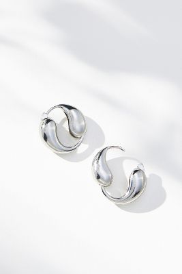 Shop By Anthropologie Teardrop Circle Huggie Hoop Earrings In Silver