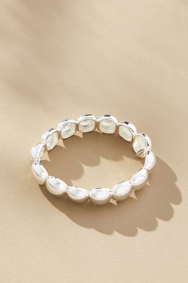 By Anthropologie Rounded Bubble Stretch Bracelet In Silver