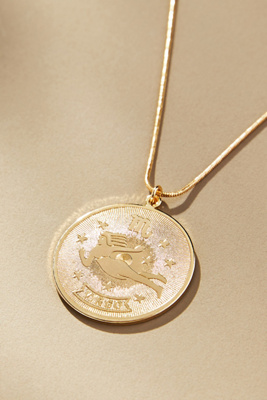 By Anthropologie Zodiac Coin Pendant Necklace In Gold