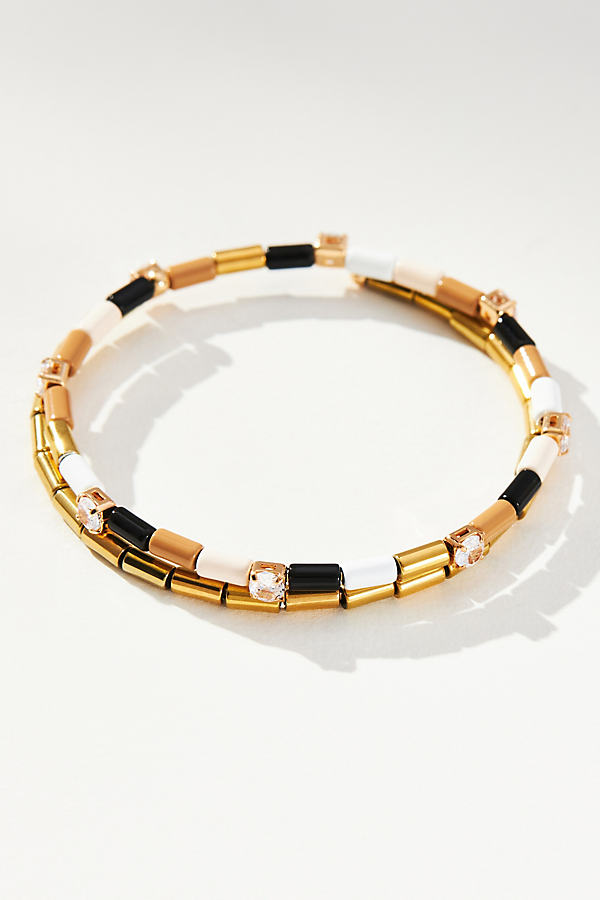 Gold-Plated Beaded Spiral Bracelet