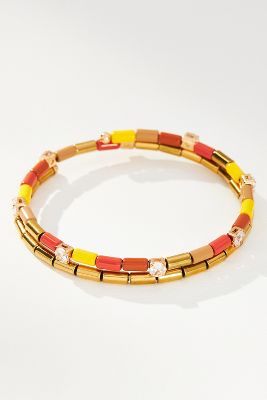 Shop Baublebar Beaded Spiral Bracelet In Orange