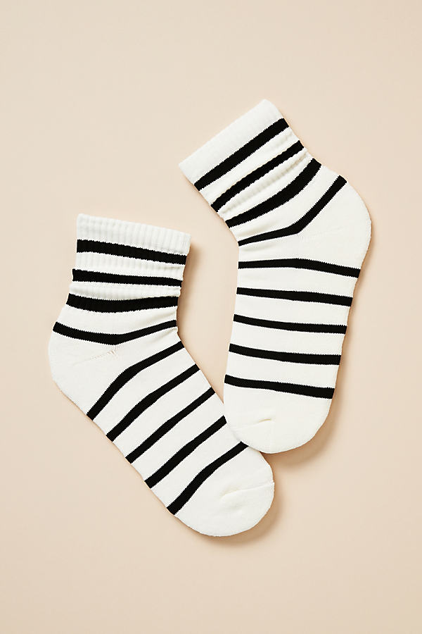 Anthropologie Sporty Ribbed Striped Socks In White