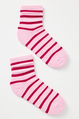 Shop Anthropologie Sporty Ribbed Striped Socks In Red