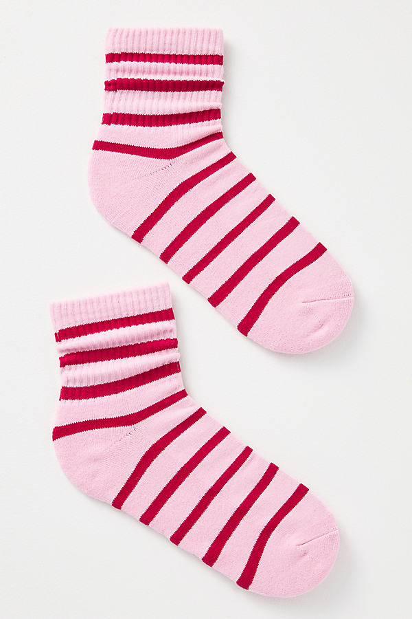 Anthropologie Sporty Ribbed Striped Socks In Pink