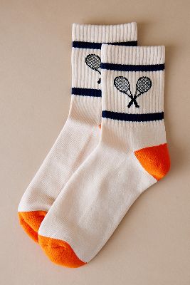 Shop Daily Practice By Anthropologie Athletic Racket Socks In Beige