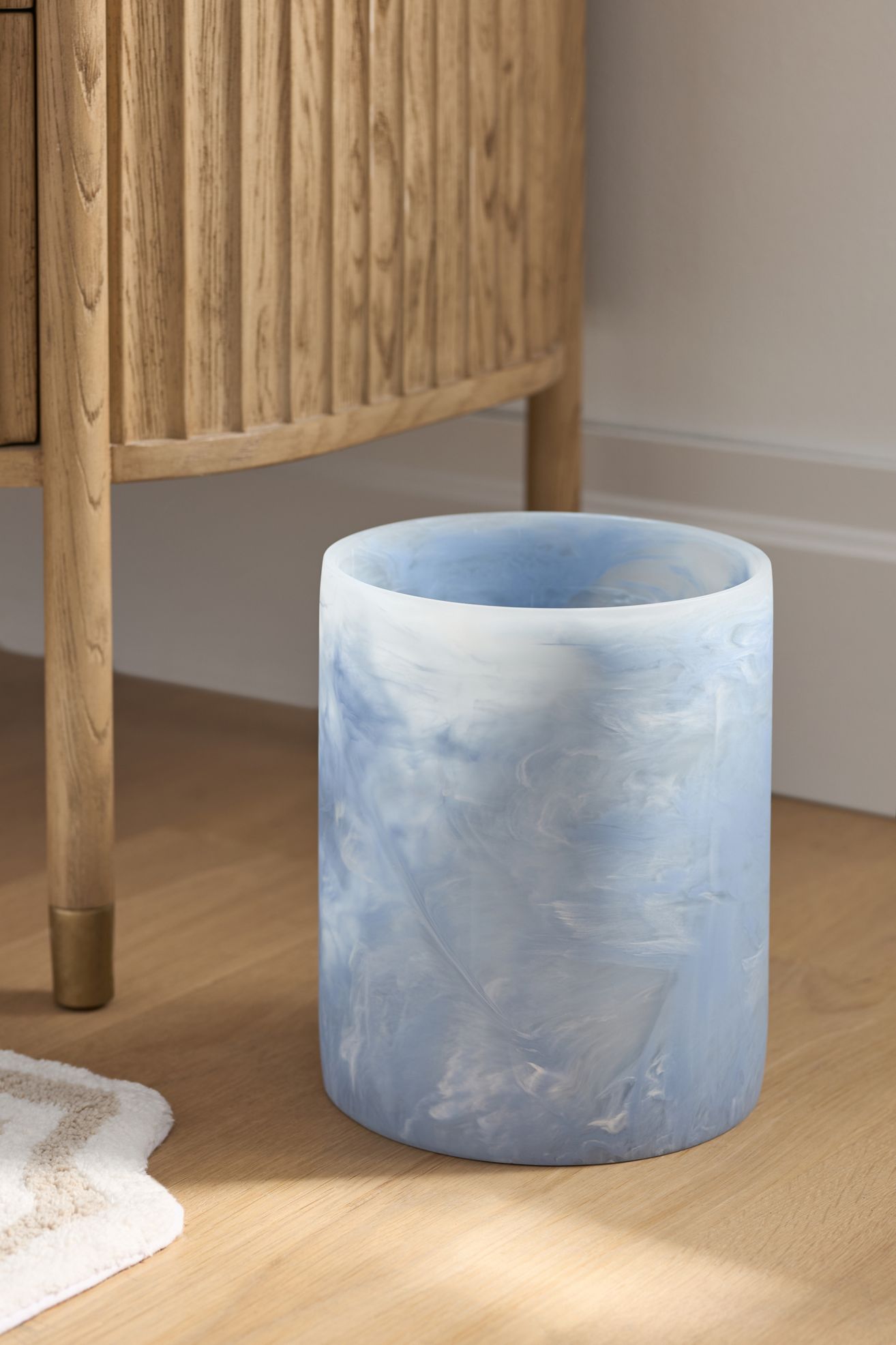 Luna Waste Basket - Light Blue, One Size