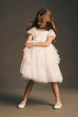 Shop Princess Daliana Tulle Floral Bow Dress In White
