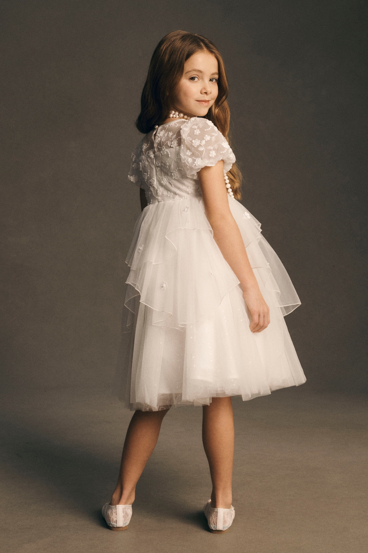 Princess Daliana Tulle Floral Bow Dress