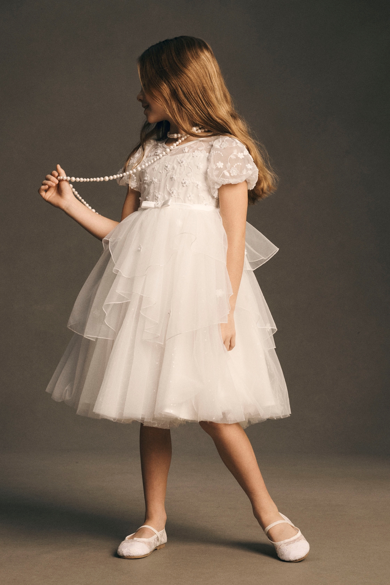 Princess Daliana Tulle Floral Bow Dress