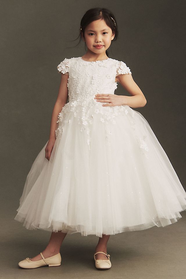 white flower girl dresses Smocked Dress, Heirloom Classic Sleeves KID Collection Girls Ivory Flower