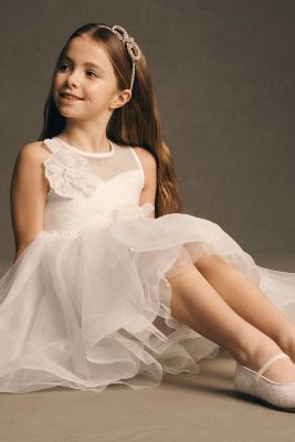 Shop Princess Daliana Tulle High-low 3d Flower Girl Dress In White