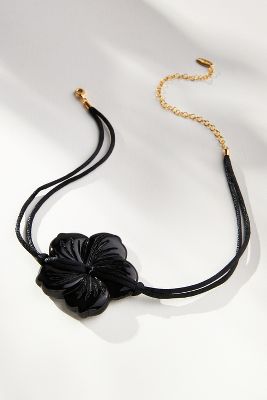 By Anthropologie Quartz Flower Pendant Necklace In Black