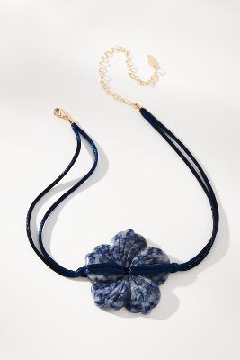 Shop By Anthropologie Quartz Flower Pendant Necklace In Blue