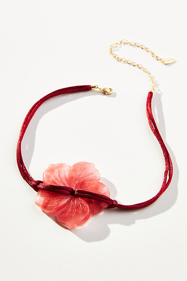 By Anthropologie Quartz Flower Pendant Necklace In Red