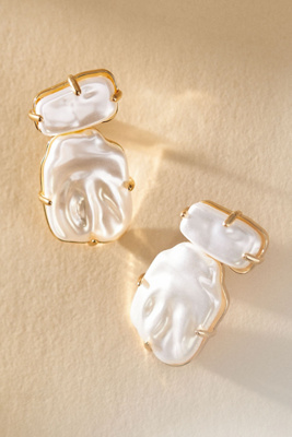 Ettika Double Imitation Pearl Post Earrings In Gold